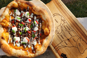 Aussie Lamb Pizza with Whipped Feta and Cucumber Raita