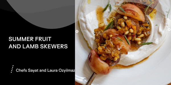 summer fruit and lamb skewers